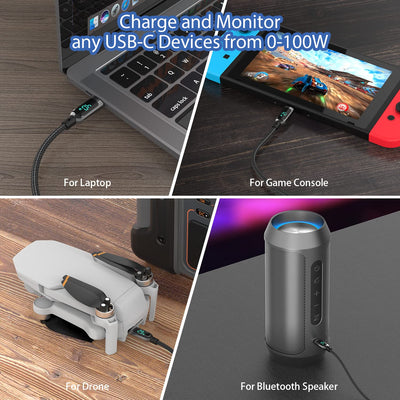 Type-C to Type-C 100W Fast Charging Cable with LED Power Display | Smart Charge Edition