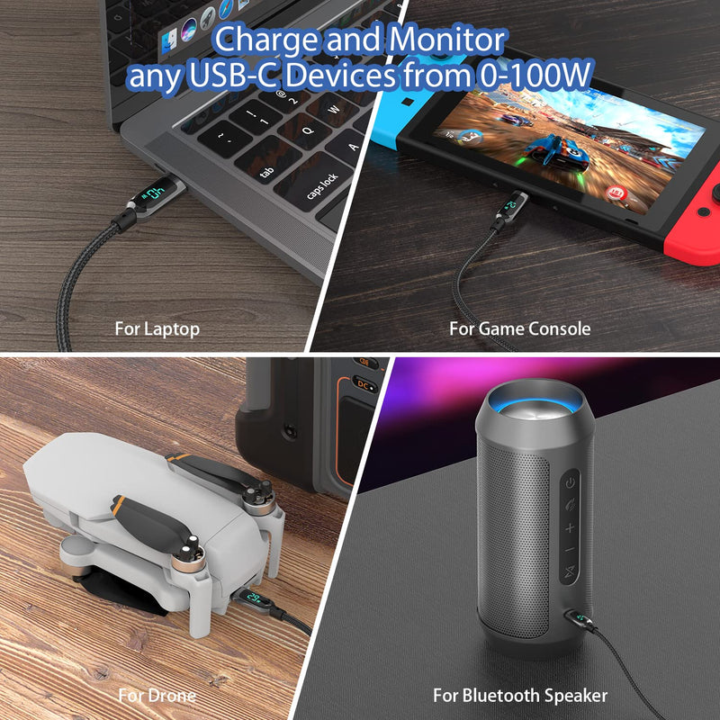 Type-C to Type-C 100W Fast Charging Cable with LED Power Display | Smart Charge Edition