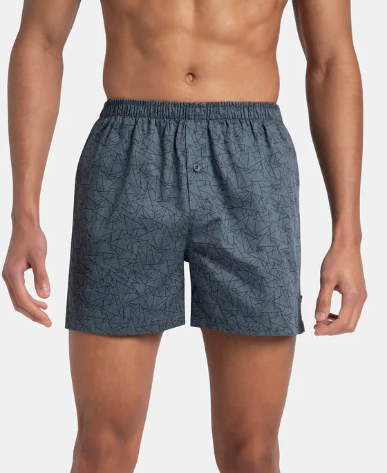 Super Combed Mercerized Cotton Woven Printed Inner Boxers with Ultrasoft and Durable Inner Waistband - Mauve Wine & Deep Slate (Pack of 2)