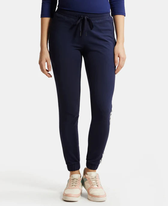 Super Combed Cotton Elastane Stretch Slim Fit Joggers with Side Pockets - Wine Tasting