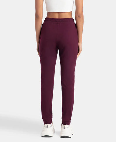 Super Combed Cotton Elastane Stretch Slim Fit Joggers with Side Pockets - Wine Tasting