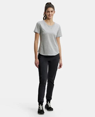 Super Combed Cotton Elastane Stretch Slim Fit Joggers With Side Pockets - Imperial Blue Melange