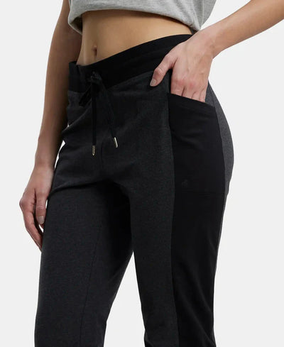 Super Combed Cotton Elastane Stretch Slim Fit Joggers With Side Pockets - Imperial Blue Melange