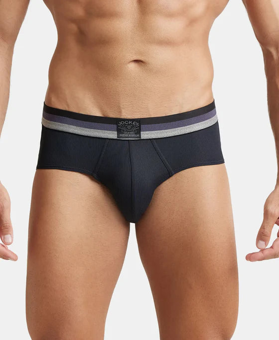 Microfiber Elastane Stretch Solid Brief with StayDry Treatment - Black