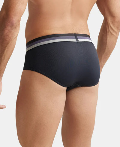 Microfiber Elastane Stretch Solid Brief with StayDry Treatment - Black
