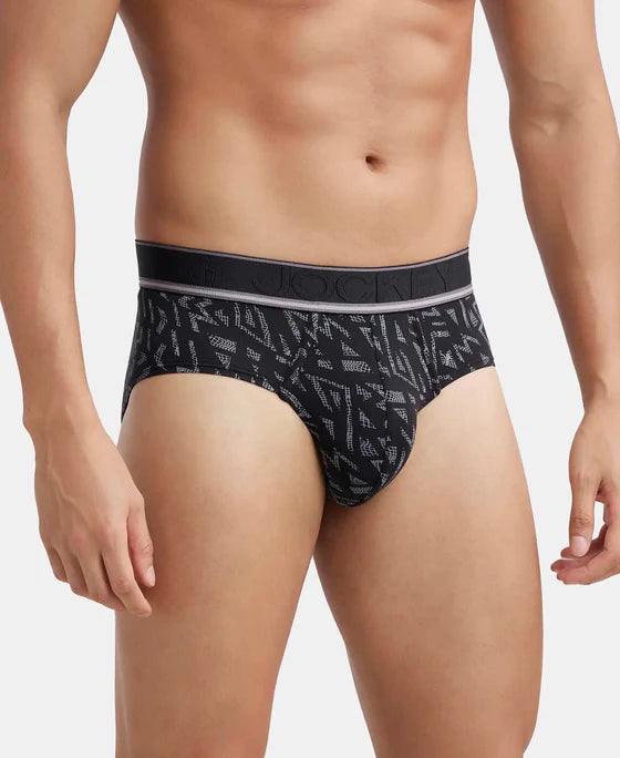 Tencel Micro Modal Elastane Stretch Printed Brief with Natural StayFresh Properties - Black
