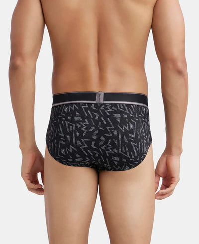 Tencel Micro Modal Elastane Stretch Printed Brief with Natural StayFresh Properties - Black