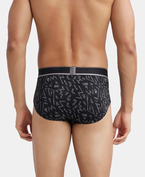 Tencel Micro Modal Elastane Stretch Printed Brief with Natural StayFresh Properties - Black