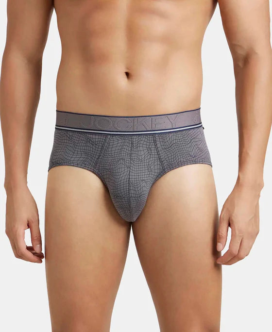 Tencel Micro Modal Elastane Stretch Printed Brief with Natural StayFresh Properties - Black