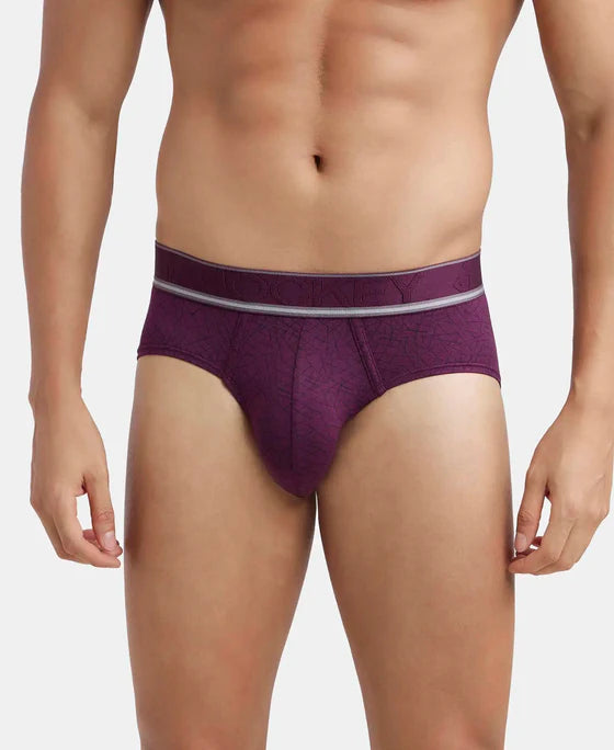 Tencel Micro Modal Elastane Stretch Printed Brief with Natural StayFresh Properties - Black