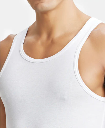 Tencel Micro Modal Cotton Rib Sleeveless Vest with Extended Length - White