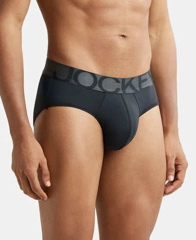 Tactel Microfiber Elastane Stretch Solid Brief with Moisture Move Properties - Black