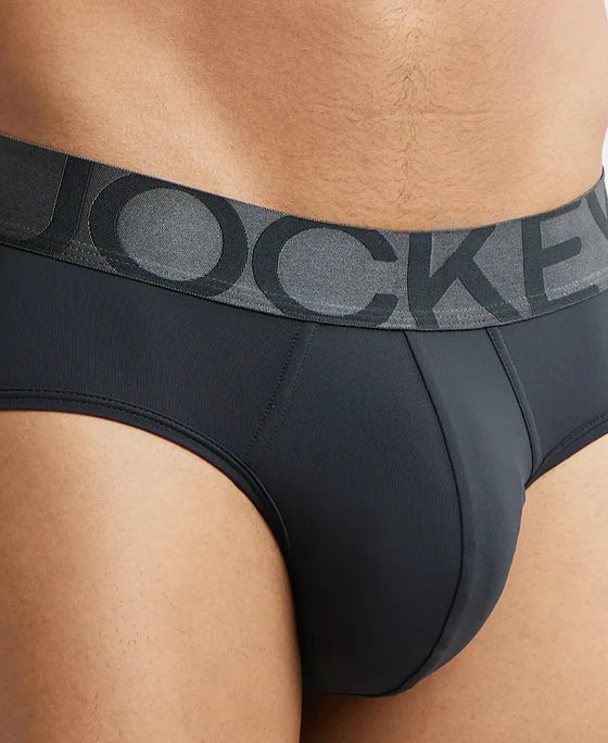 Tactel Microfiber Elastane Stretch Solid Brief with Moisture Move Properties - Black