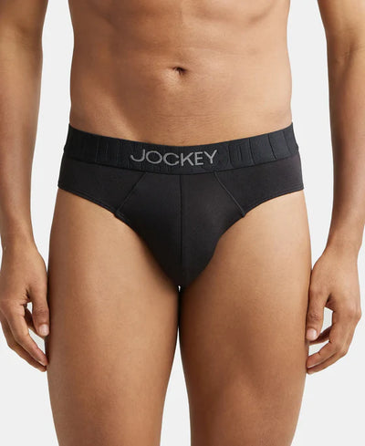 Supima Cotton Elastane Stretch Solid Brief with Ultrasoft Waistband - Black