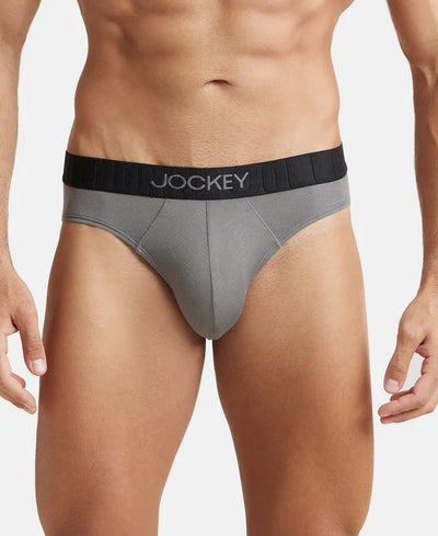 Supima Cotton Elastane Stretch Solid Brief with Ultrasoft Waistband - Black