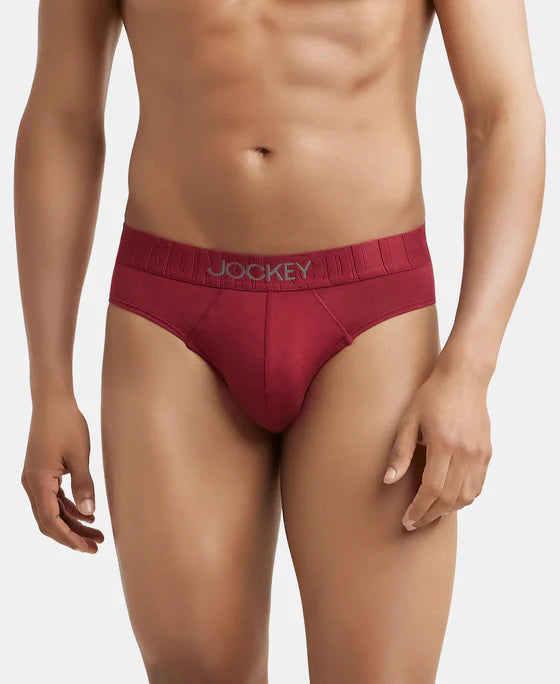 Supima Cotton Elastane Stretch Solid Brief with Ultrasoft Waistband - Black
