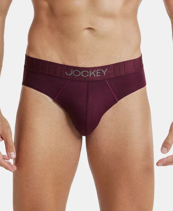 Supima Cotton Elastane Stretch Solid Brief with Ultrasoft Waistband - Black