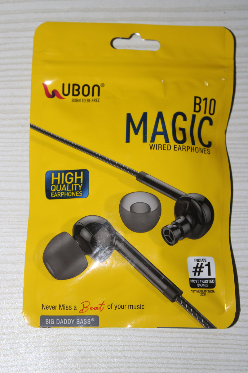 UBON B-10 Magic Wired Earphones – High Bass, HD Sound & Built-in Mic | Premium Wired Audio Experience