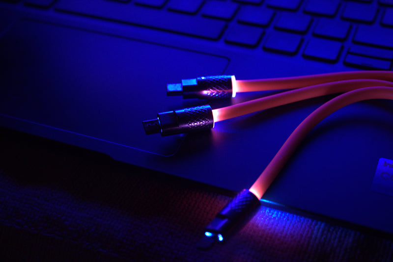 3-in-1 120W 6A Fast Charging Cable – Type-C + Lightning + Micro USB | Orange Edition