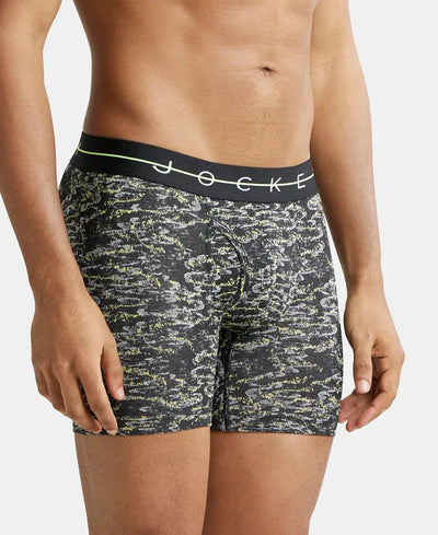 Super Combed Cotton Elastane Stretch Printed Boxer Brief with Ultrasoft Waistband - Black & White
