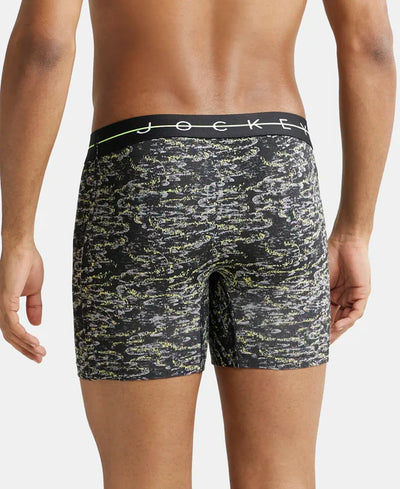Super Combed Cotton Elastane Stretch Printed Boxer Brief with Ultrasoft Waistband - Black & White