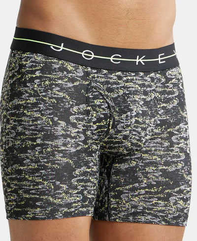 Super Combed Cotton Elastane Stretch Printed Boxer Brief with Ultrasoft Waistband - Black & White