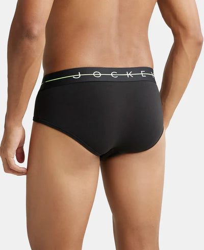 Super Combed Cotton Elastane Stretch Solid Brief with Ultrasoft Waistband - Black