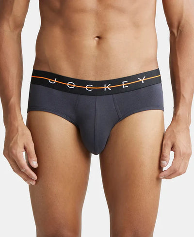 Super Combed Cotton Elastane Stretch Solid Brief with Ultrasoft Waistband - Black