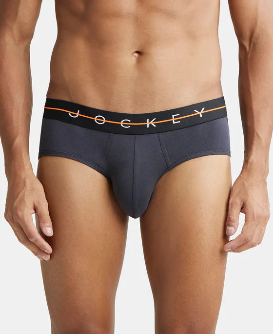Super Combed Cotton Elastane Stretch Solid Brief with Ultrasoft Waistband - Black