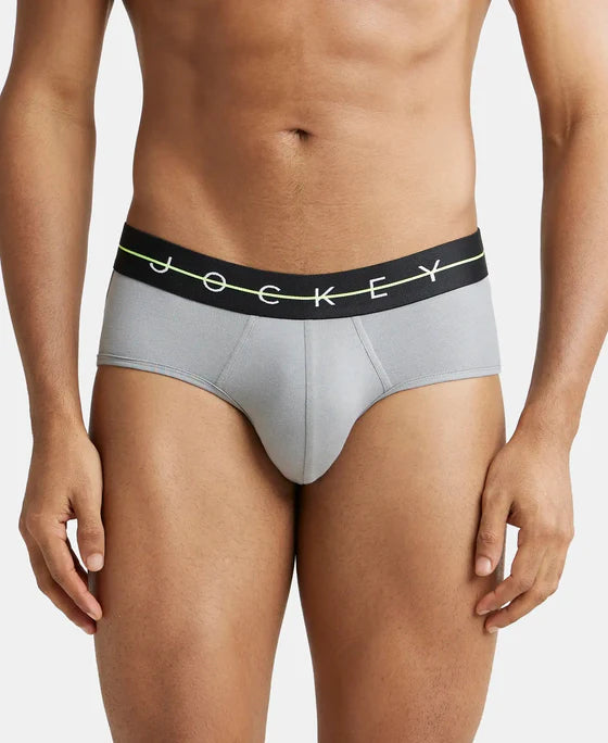 Super Combed Cotton Elastane Stretch Solid Brief with Ultrasoft Waistband - Black