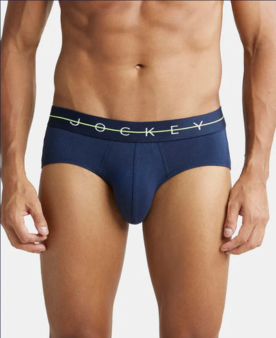 Super Combed Cotton Elastane Stretch Solid Brief with Ultrasoft Waistband - Black