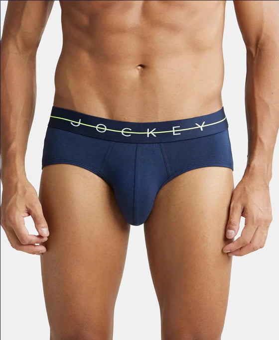 Super Combed Cotton Elastane Stretch Solid Brief with Ultrasoft Waistband - Black