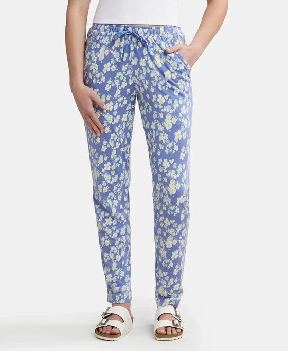 Micro Modal Cotton Relaxed Fit Printed Pyjama with Side Pockets - Purple Wine Assorted Prints