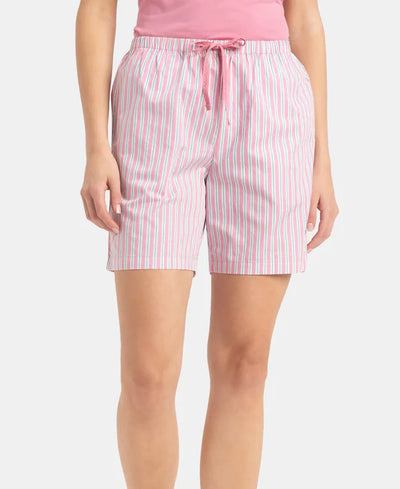Super Combed Cotton Yarn Dyed Woven Relaxed Fit Striped Shorts with Side Pockets - Iris Blue Assorted Checks