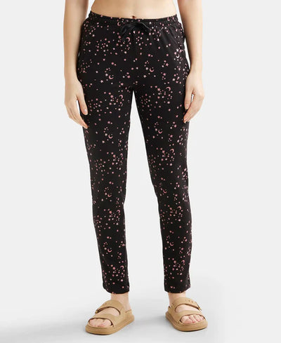 Super Combed Cotton Relaxed Fit Printed Pyjama with Side Pockets - Light Grey Melange