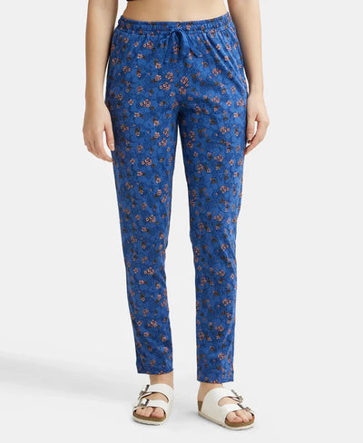 Super Combed Cotton Relaxed Fit Printed Pyjama with Side Pockets - Light Grey Melange