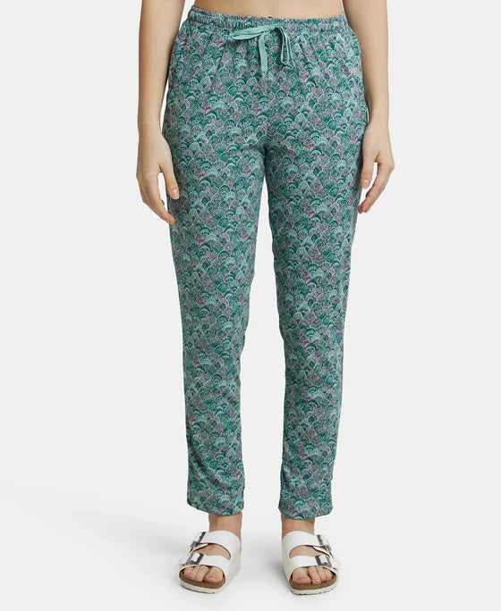 Super Combed Cotton Relaxed Fit Printed Pyjama with Side Pockets - Light Grey Melange