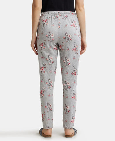 Super Combed Cotton Relaxed Fit Printed Pyjama with Side Pockets - Light Grey Melange