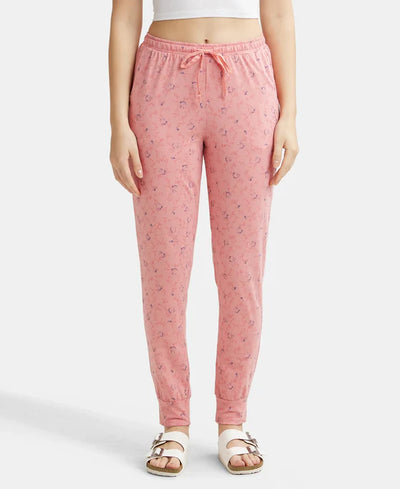 Super Combed Cotton Relaxed Fit Cuffed Hem Styled Printed Pyjama With Side Pockets - Pastel Lilac
