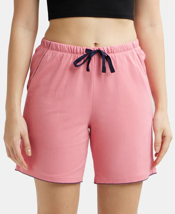 Super Combed Cotton Relaxed Fit Sleep Shorts with Convenient Side Pockets - Light Grey Melange