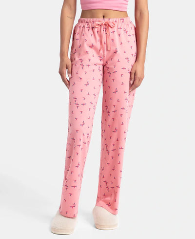 Super Combed Cotton Printed Pyjama with Side Pockets Black