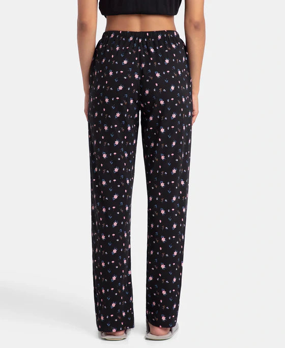 Super Combed Cotton Printed Pyjama with Side Pockets Black