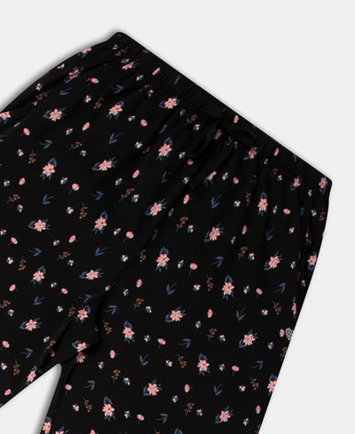 Super Combed Cotton Printed Pyjama with Side Pockets Black