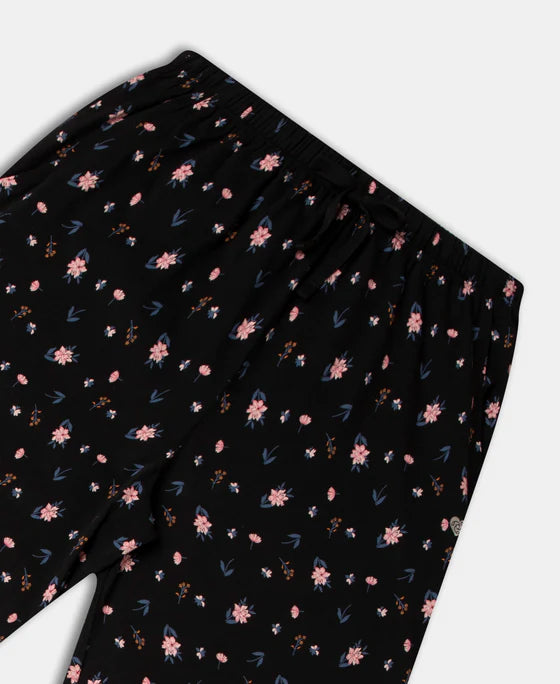 Super Combed Cotton Printed Pyjama with Side Pockets Black