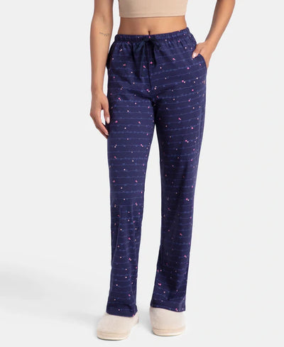 Super Combed Cotton Printed Pyjama with Side Pockets Black