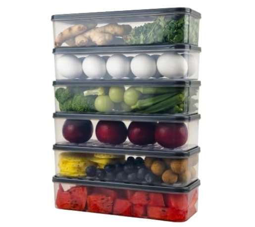 ClearStack™ 6-Piece Fridge Storage Container Set | BPA-Free | Stackable | Airtight | Multipurpose Kitchen Organizer