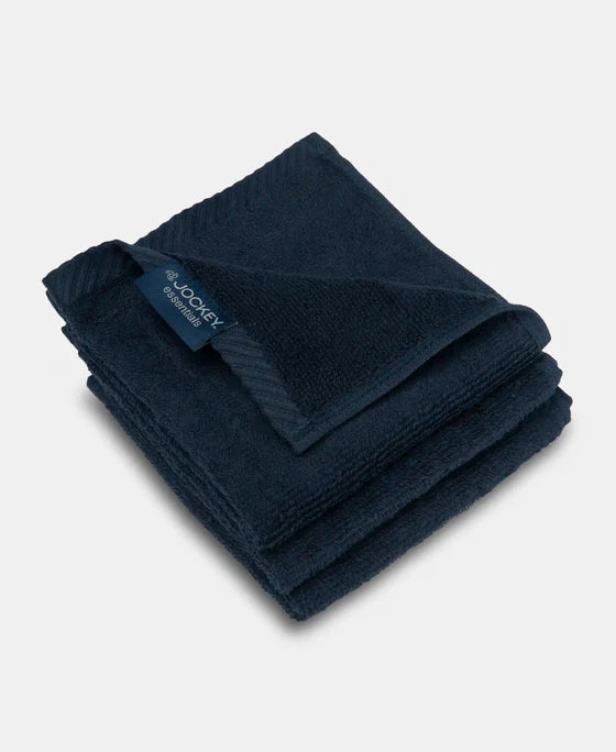 Cotton Terry Ultrasoft and Durable Solid Face Towel - Navy (Pack of 3)
