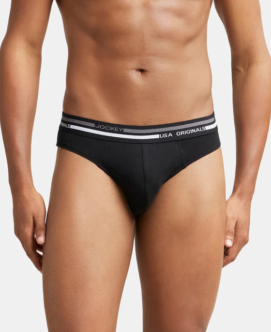 Super Combed Cotton Solid Brief with Ultrasoft Waistband - Black (Pack of 2)