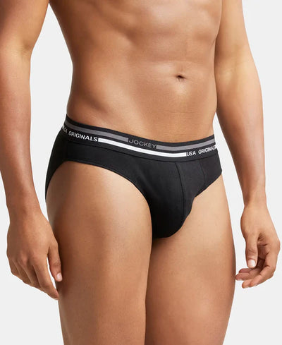 Super Combed Cotton Solid Brief with Ultrasoft Waistband - Black (Pack of 2)