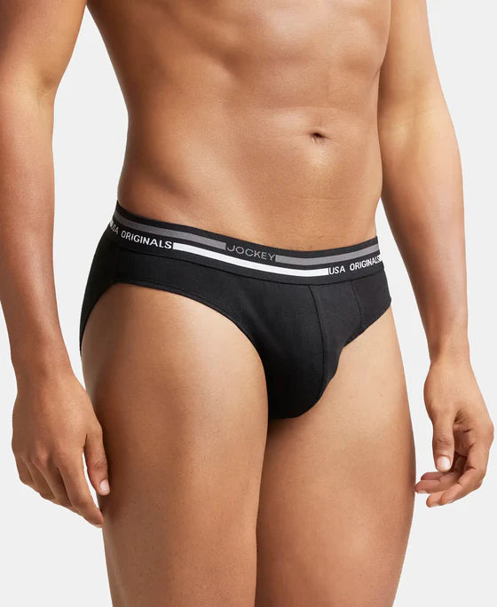Super Combed Cotton Solid Brief with Ultrasoft Waistband - Black (Pack of 2)